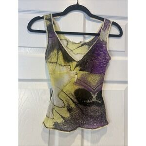 Y2K Roberto Cavalli Women's Exotic Tank With Shark Tooth Embellishment Size 34